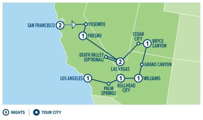 Map showing the Tour regions